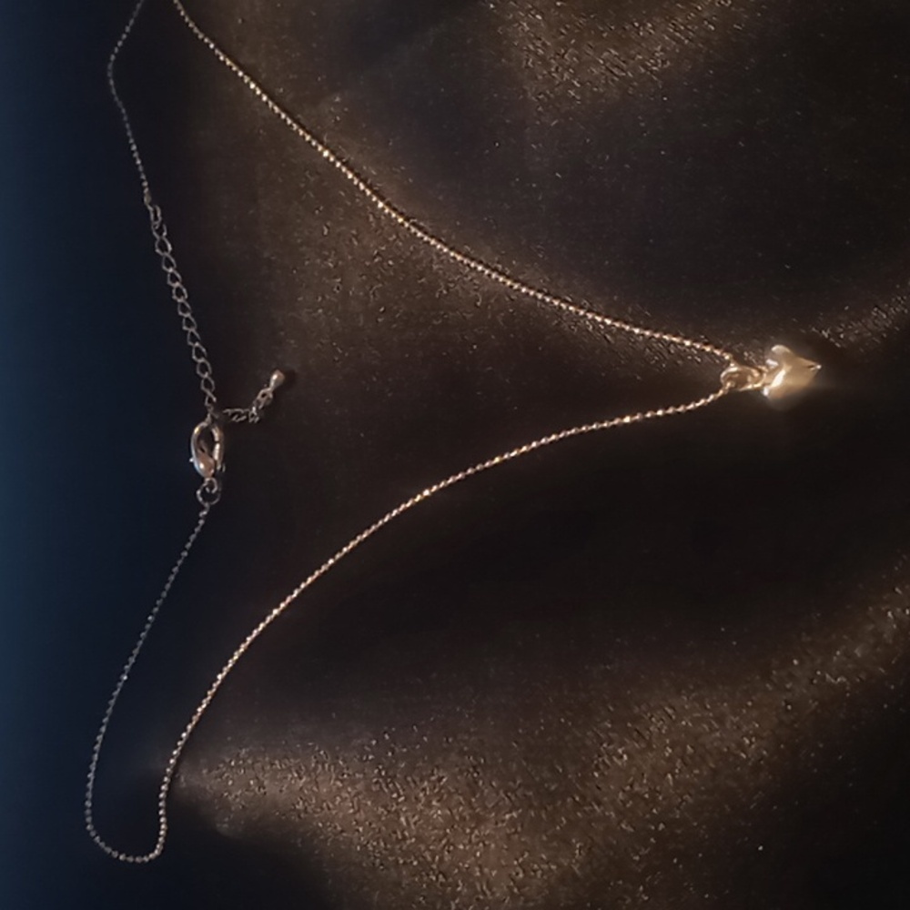 Puffy heart silver plated necklace on crystal cut ball beaded chain